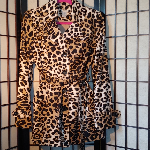 Cache Jackets & Blazers - Leopard Print Trench Coat by Cache
